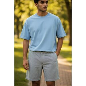 Britches By Semtex Men’s Shorts Site 38W Blue White Seersucker #S01